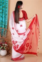 Geometric Print Multi Colour Tant Pure Cotton Saree - Image 2